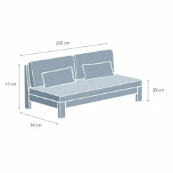 Canapé de jardin en bois d'acacia 3 places Bornéo Gris anthracite