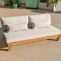 Canapé de jardin en bois d'acacia 3 places Bornéo Sable