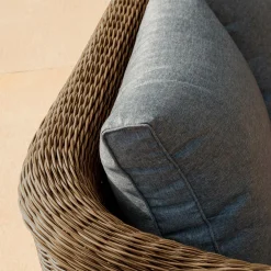 Canapé de jardin en résine tressée 2 places Calvi Sépia et gris foncé