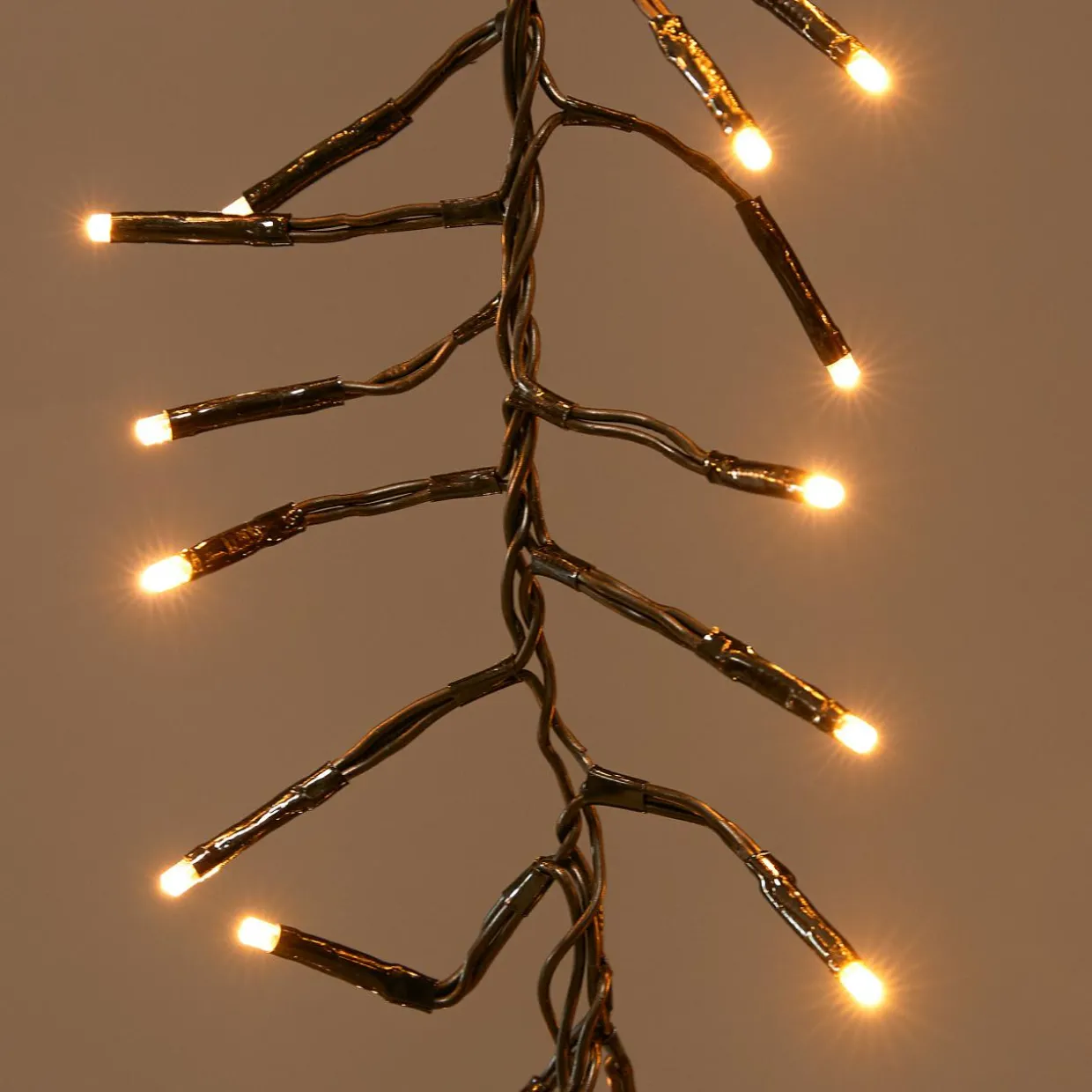 Cascade lumineuse 2 m 480 LED câble noir Effet scintillant Blanc chaud doré