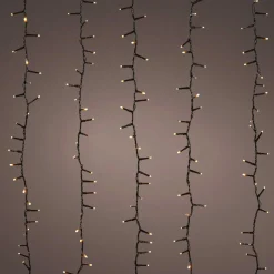 Cascade lumineuse 2 m 480 LED câble noir Effet scintillant Blanc chaud doré