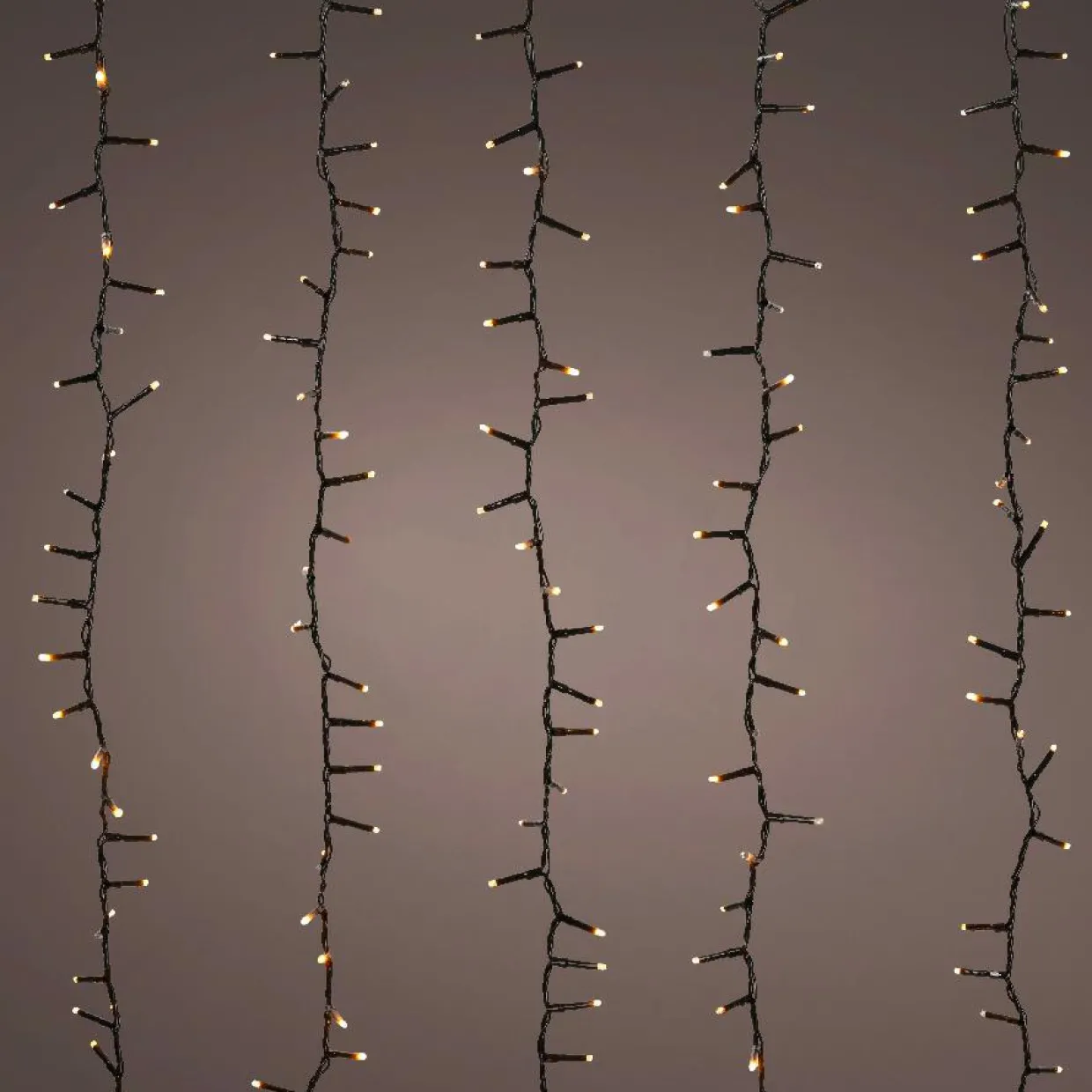 Cascade lumineuse 2 m 480 LED câble noir Effet scintillant Blanc chaud doré