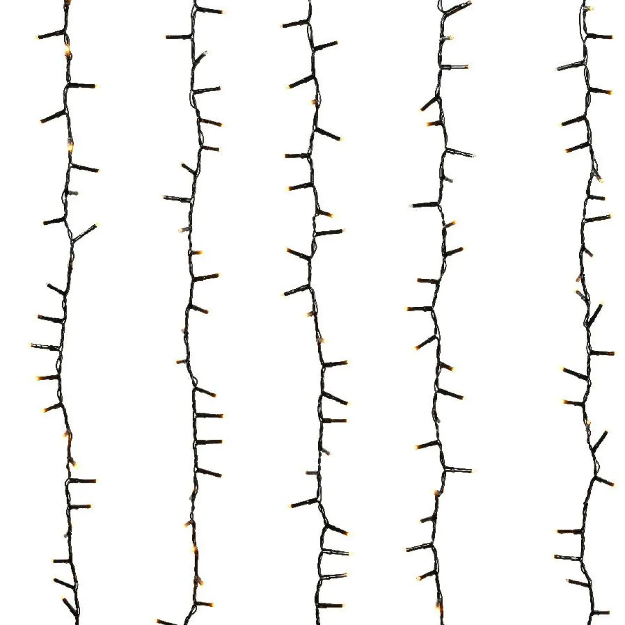 Cascade lumineuse 2 m 480 LED câble noir Effet scintillant Blanc chaud doré