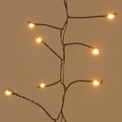 Cascade lumineuse 1 m 600 Micro LED câble noir 6 Descentes Blanc chaud doré