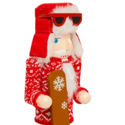 Casse-noisette en bois (H38 cm) Bernardo en snow Rouge et blanc