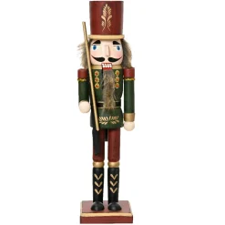 Casse-noisette en bois (H50 cm) Timothé la royauté Vert et bordeaux