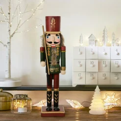 Casse-noisette en bois (H38 cm) Timothé la royauté Vert et bordeaux