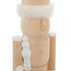 Casse-noisette en bois (H38 cm) Bottes fourrées Blanc et bois clair