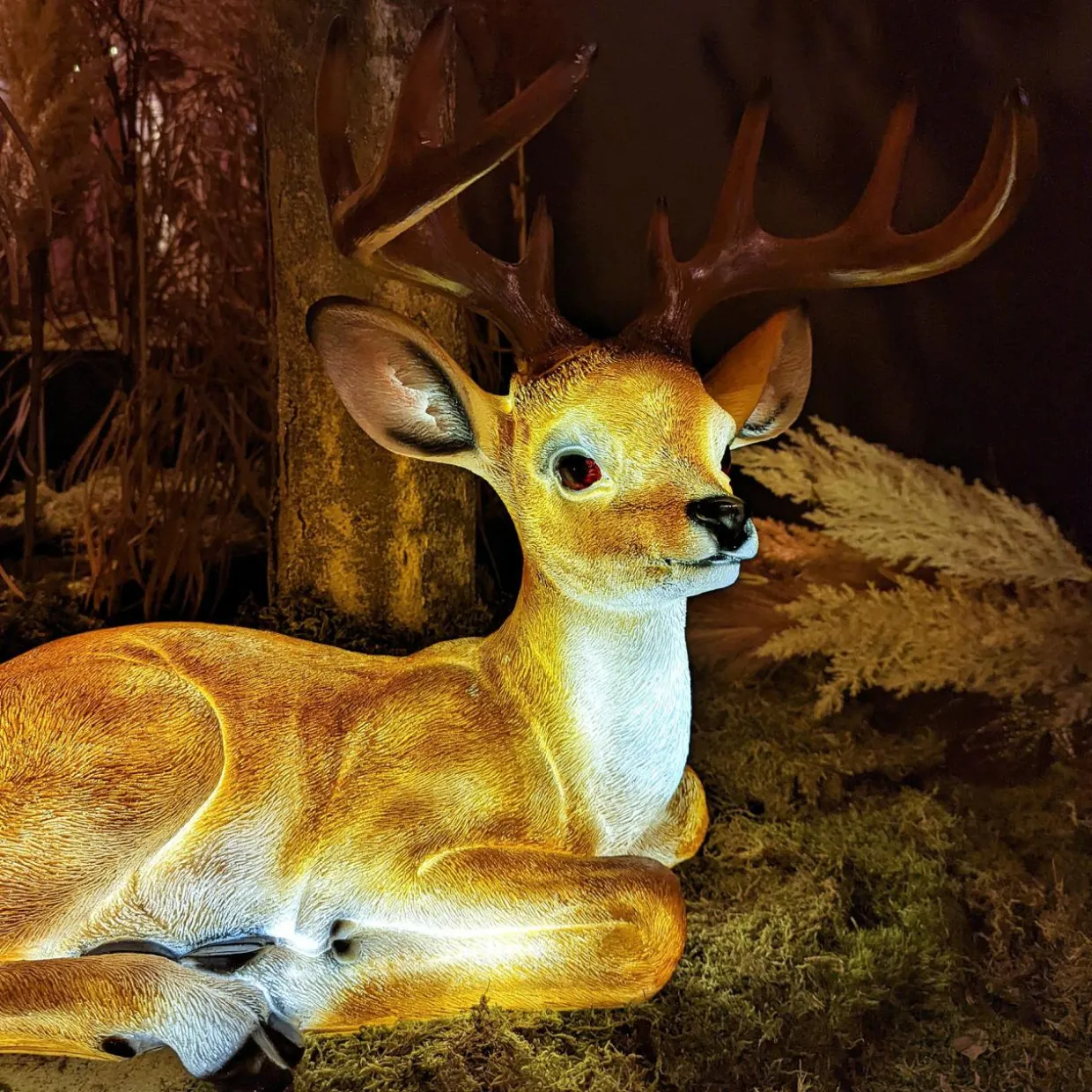 Cerf lumineux fibre de verre 8 LED (H46 cm) Blanc chaud