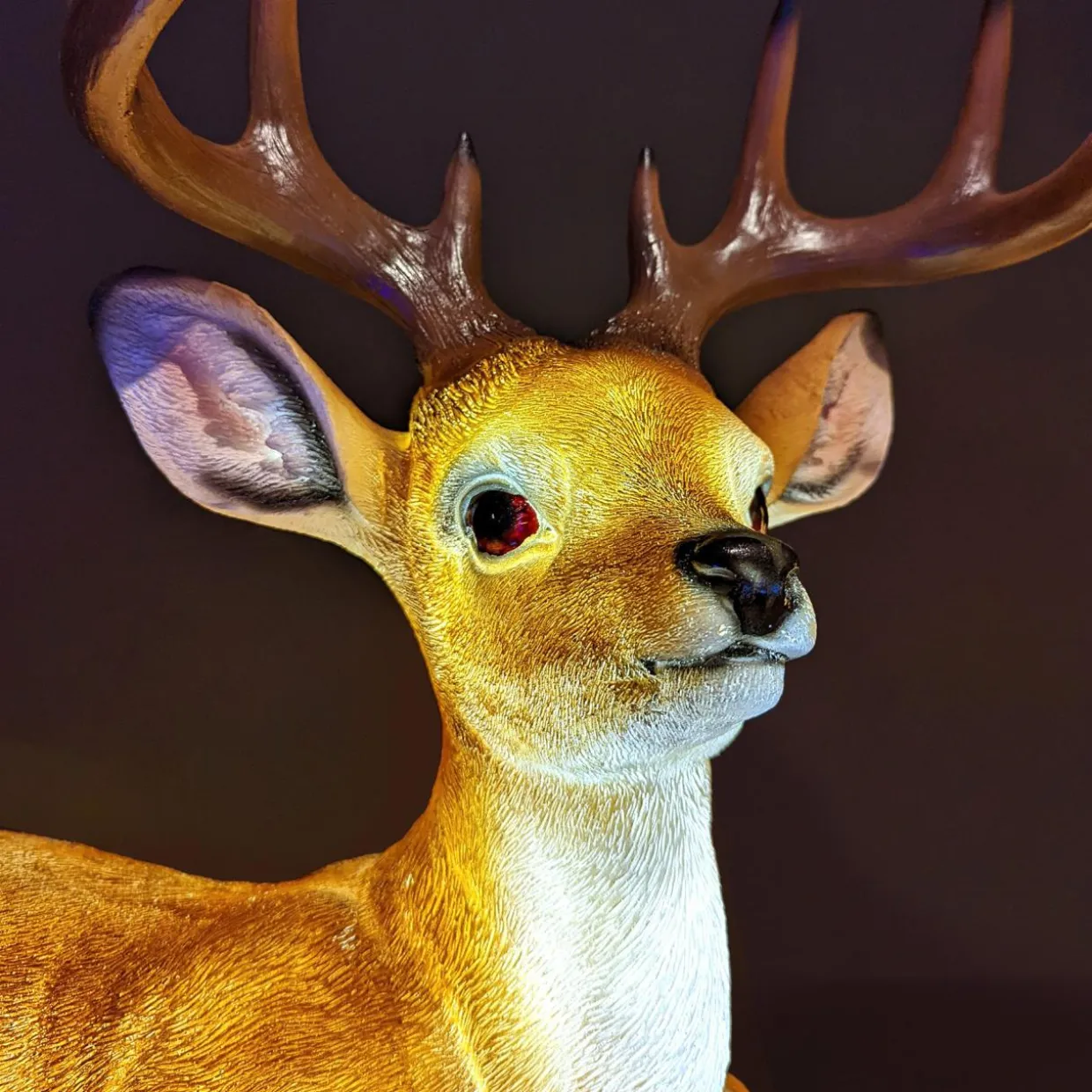 Cerf lumineux fibre de verre 8 LED (H46 cm) Blanc chaud