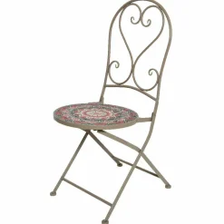 Chaise bistrot pliable en mosaïque Narbonne Taupe et rose