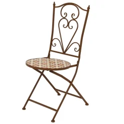 Chaise bistrot pliable en mosaïque Madrid Marron