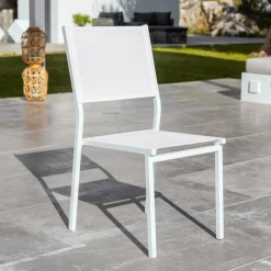 Chaise de jardin aluminium empilable Murano Blanche