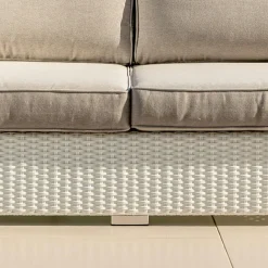 Chauffeuse de jardin en résine tressée 2 places Palma Blanc et taupe