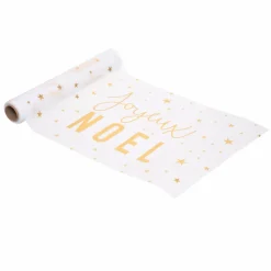 Chemin de table (500 x 28 cm) Joyeux Noël Blanc et Or