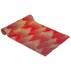 Chemin de table Noël (300 x 28 cm) Sapins Rouge et or