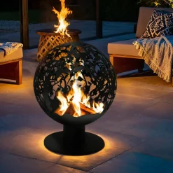 Cheminée brasero extérieur (D50 x H63 cm) Ajourée Noir