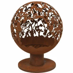 Cheminée brasero extérieur (D50 x H63 cm) Ajourée Rouille