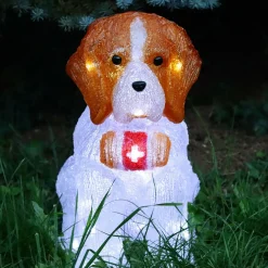 Chien lumineux 40 LED (H38 cm) Saint Bernard Blanc froid