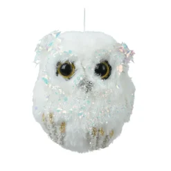 Chouette de Noël à suspendre (H8 cm) Sequins et paillettes irisées