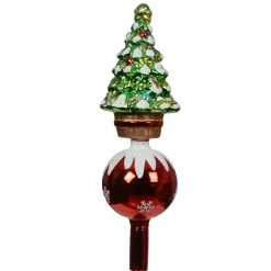 Cimier de sapin en verre Décorations de Noël Vert et rouge