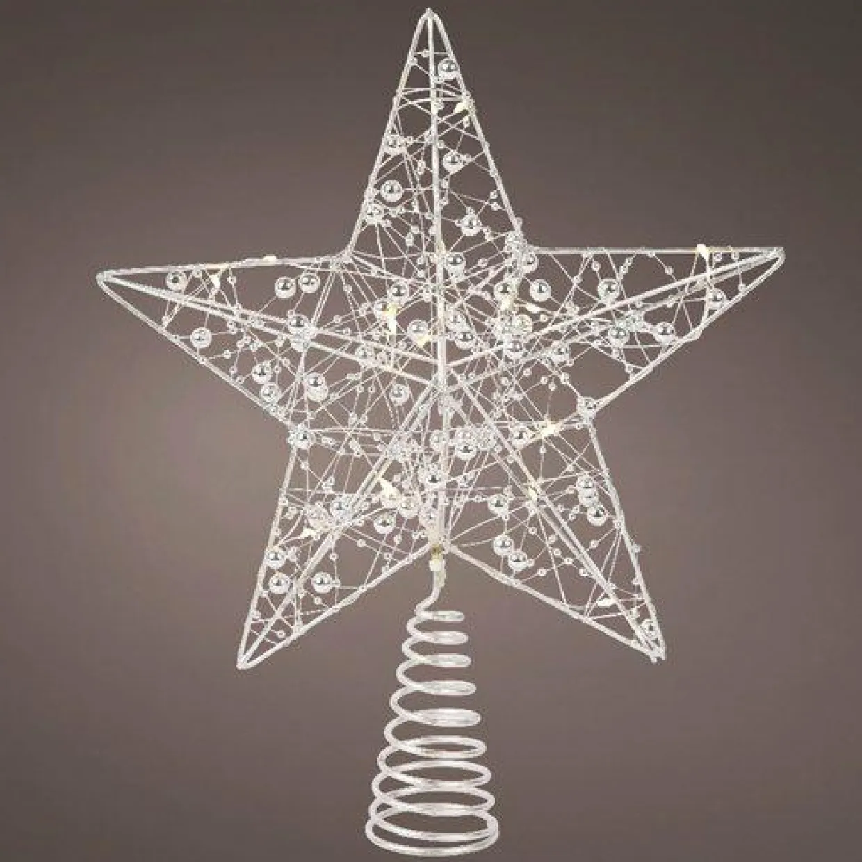 Cimier de sapin lumineux Angie Argent et blanc chaud