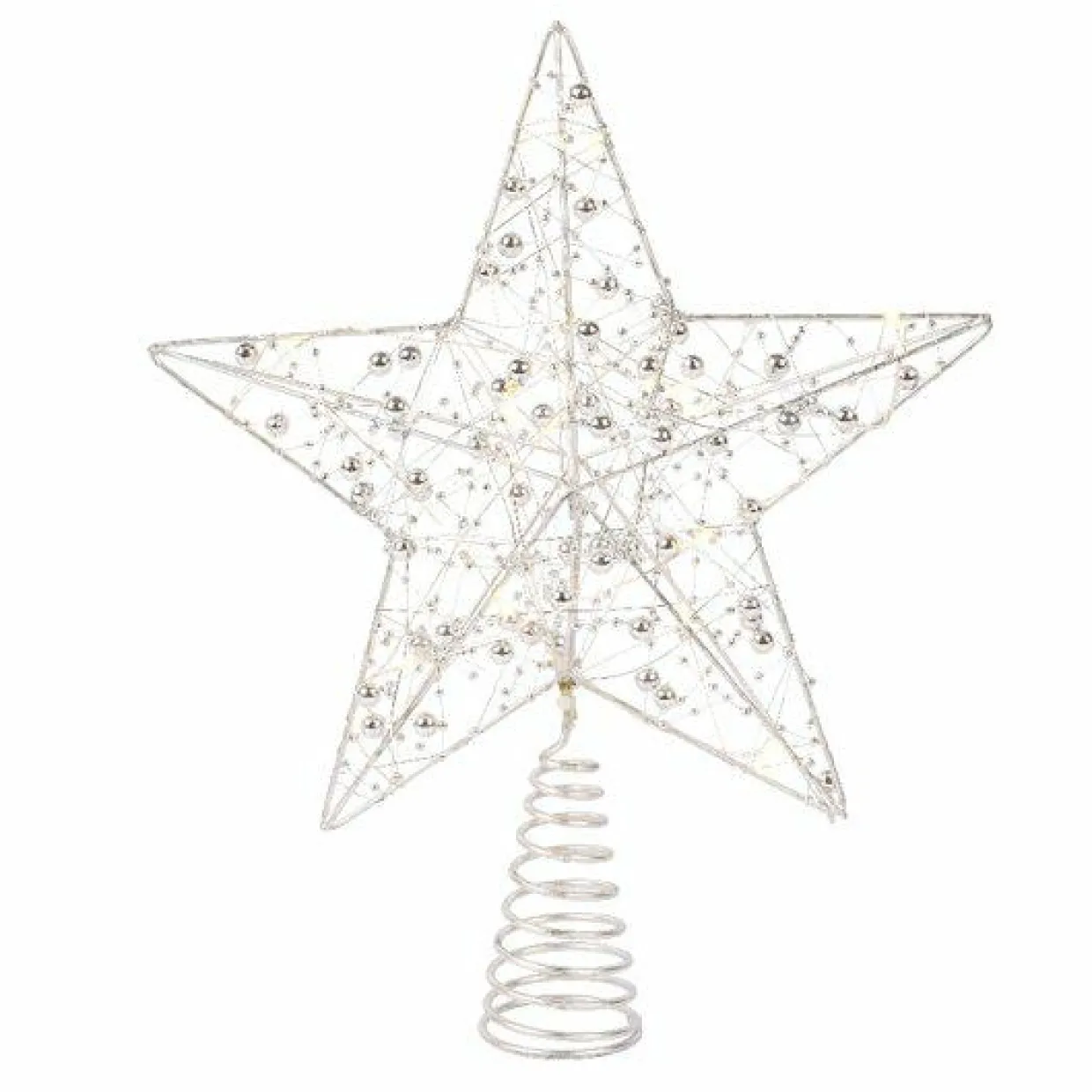 Cimier de sapin lumineux Angie Argent et blanc chaud