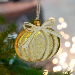 Citrouille à suspendre en pin (H8 cm) Pumpkin Naturel