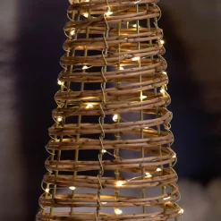 Cône lumineux 160 Micro LED (H90 cm) Résine tressée Naturel/Blanc chaud