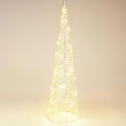 Cône lumineux sur piles 30 micro LED (H60 cm) Éclats Blanc chaud