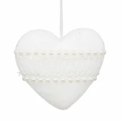 Coeur à suspendre (H9 cm) Perles Blanc