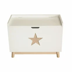 Coffre à jouet avec couvercle enfant bois (H51 cm) Stars Blanc