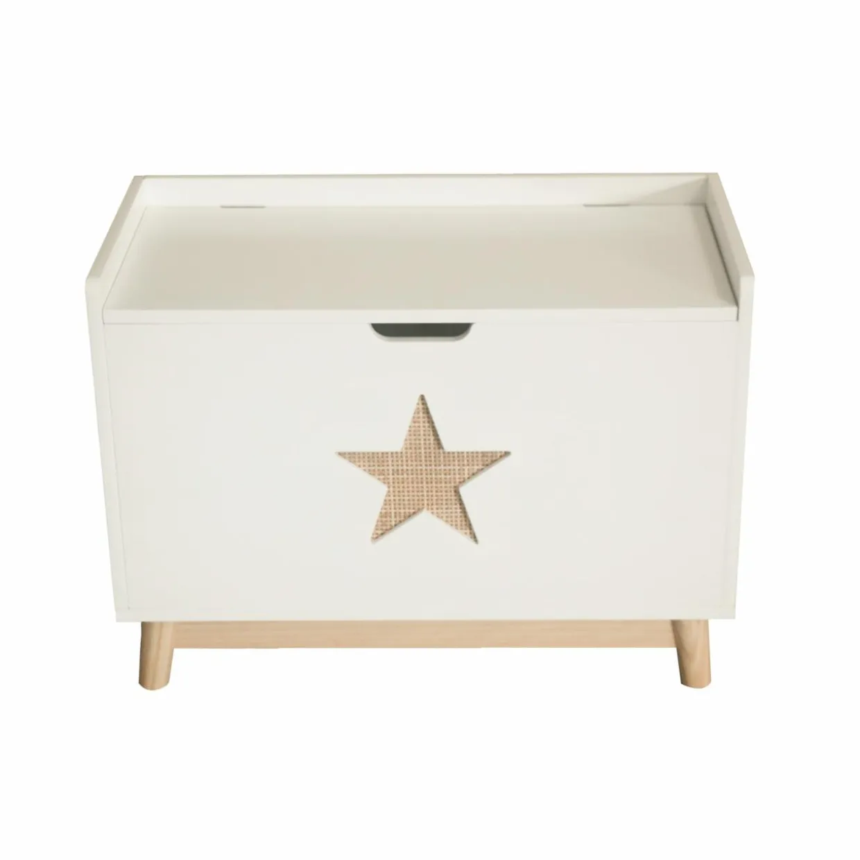 Coffre à jouet avec couvercle enfant bois (H51 cm) Stars Blanc