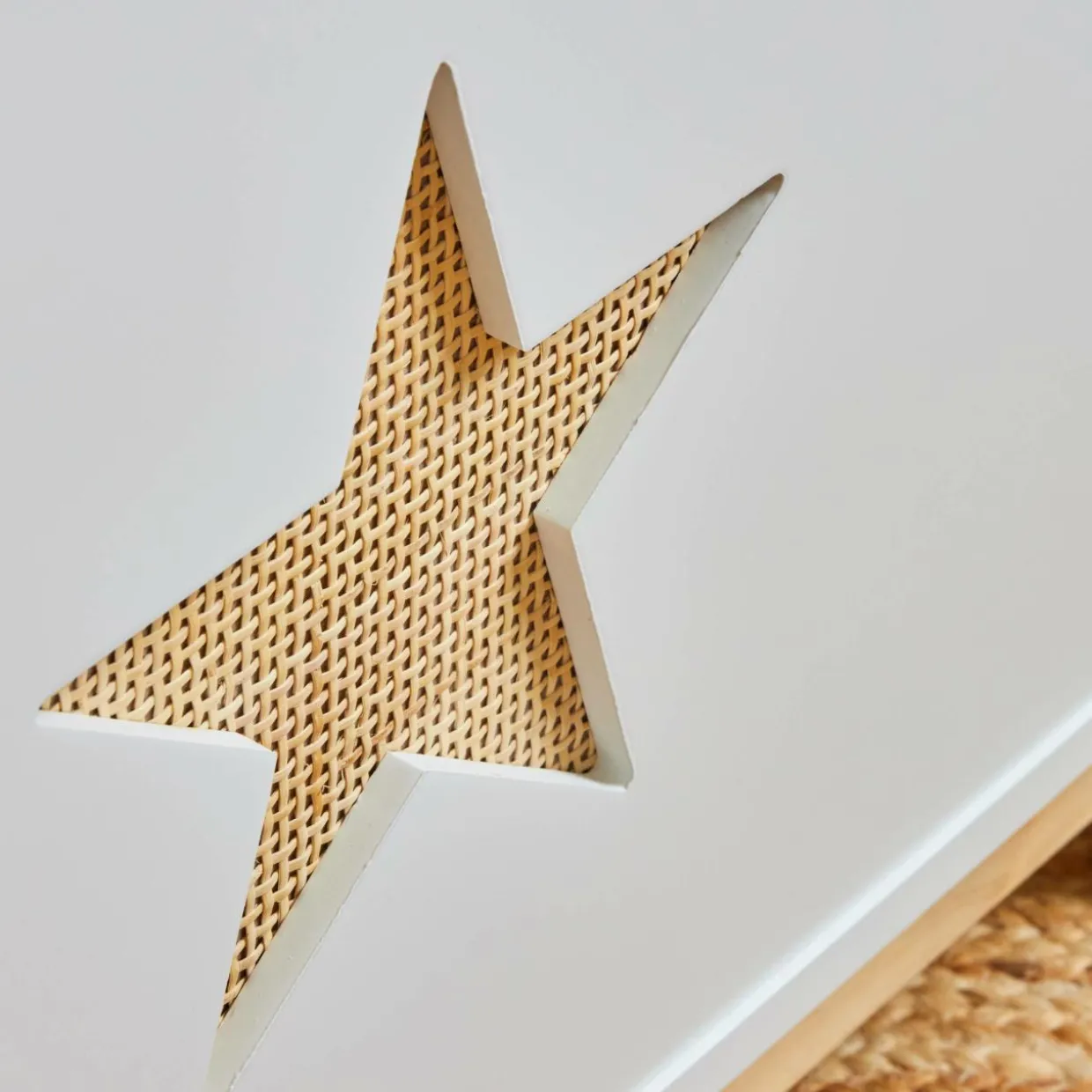 Coffre à jouet avec couvercle enfant bois (H51 cm) Stars Blanc