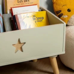 Coffre à jouet ouvert enfant bois (H44 cm) Stars Vert