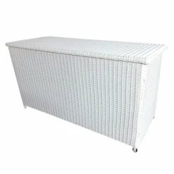 Coffre de rangement extérieur en résine tressée Calvi Blanc