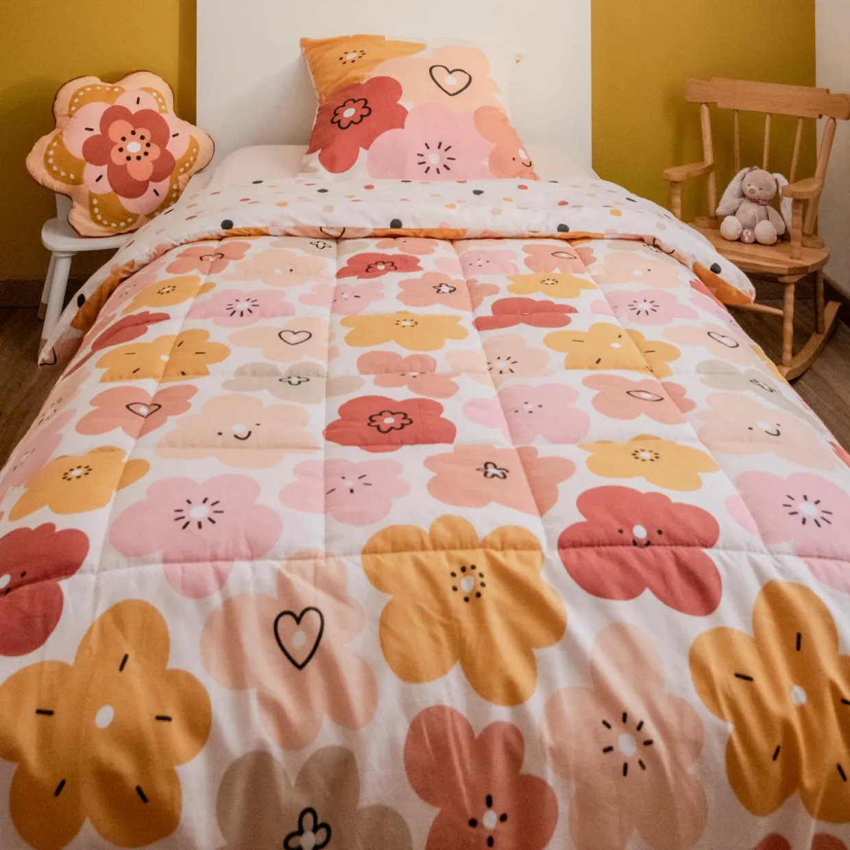 Couette imprimée enfant coton (140 x 200 cm) Barbotine Multicolore