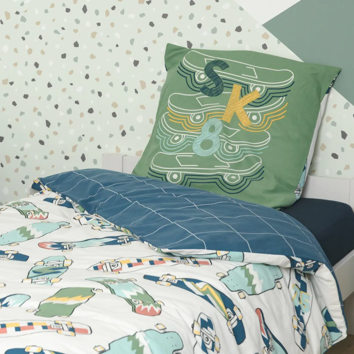 Couette imprimée enfant coton (140 x 200 cm) California Bleu