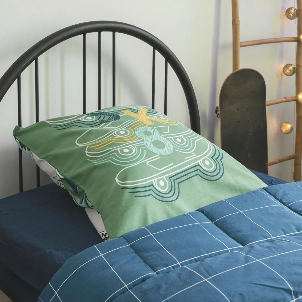 Couette imprimée enfant coton (140 x 200 cm) California Bleu