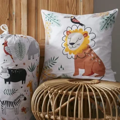 Couette imprimée enfant coton et une taie d'oreiller (140 x 200 cm) Savane Multicolore