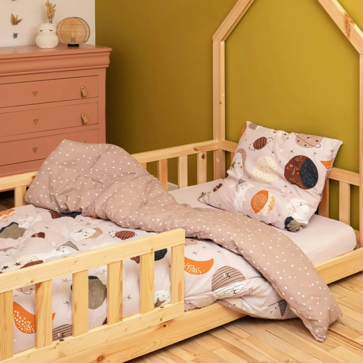 Couette imprimée enfant coton et deux taies d'oreiller (240 x 220 cm) Sky Dream Rose