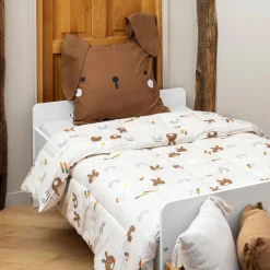 Couette imprimée enfant et sa taie d'oreiller (140 x 200 cm) Pompon Marron