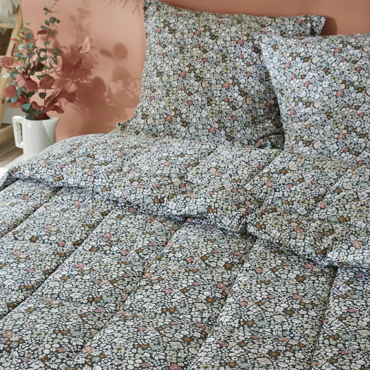 Couette imprimée tempérée (140 x 200 cm) et une taie coton Malia Multicolore