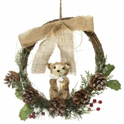 Couronne de Noël (D32 cm) Marmotte et nœud