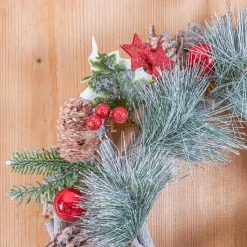 Couronne de Noël (D32 cm) Nature festive Rouge