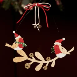 Couronne de Noël déco (D22 cm) Oiseaux enchantés