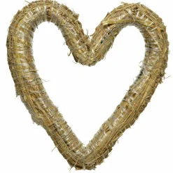 Couronne de Noël en paille (D30 cm) Cœur à décorer