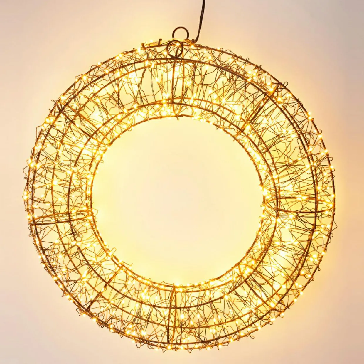 Couronne de Noël lumineuse 500 micro LED (D38 cm) Star Light Noir et blanc chaud