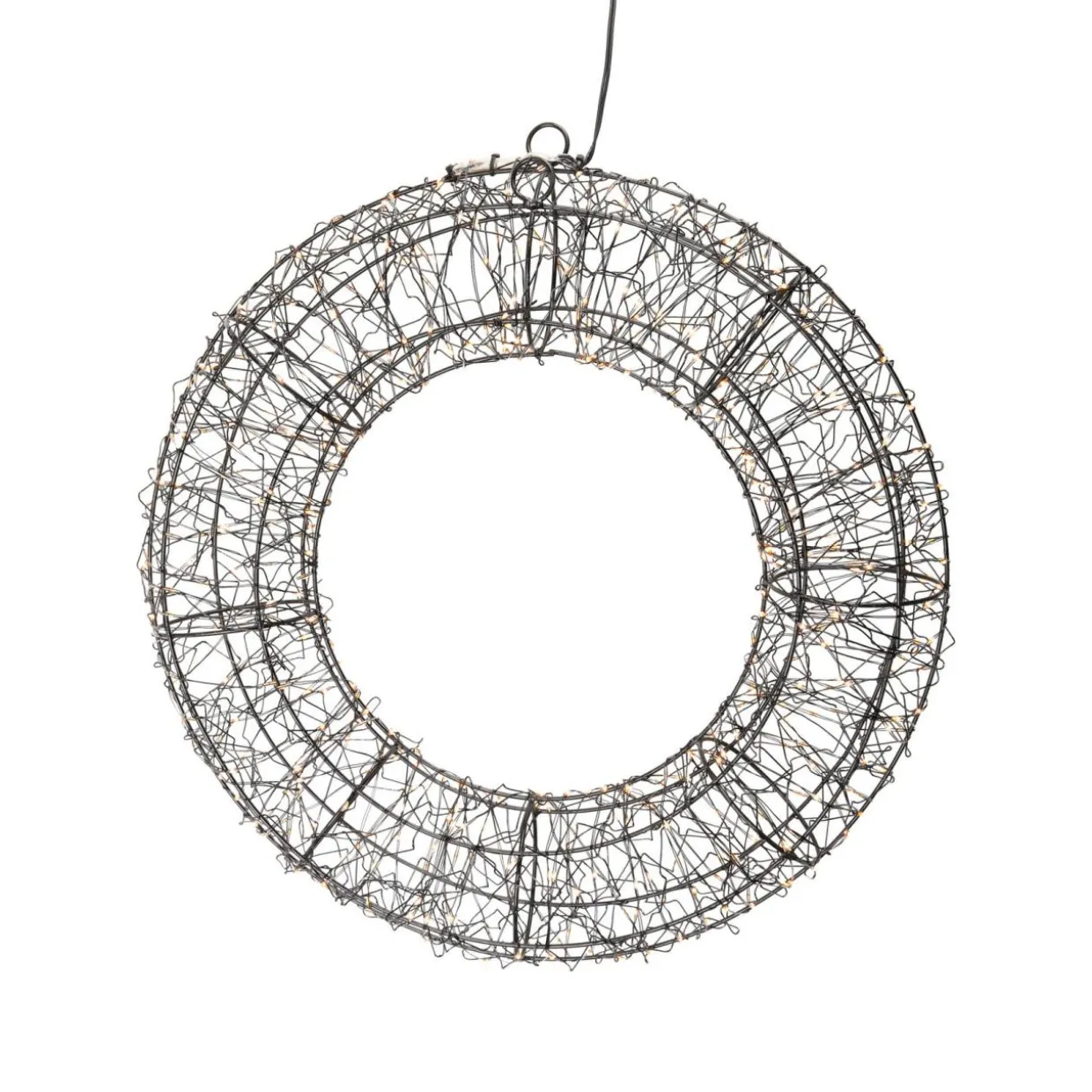 Couronne de Noël lumineuse 500 micro LED (D38 cm) Star Light Noir et blanc chaud