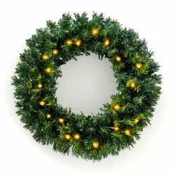 Couronne de Noël lumineuse (D60 cm) Royal Vert et blanc chaud